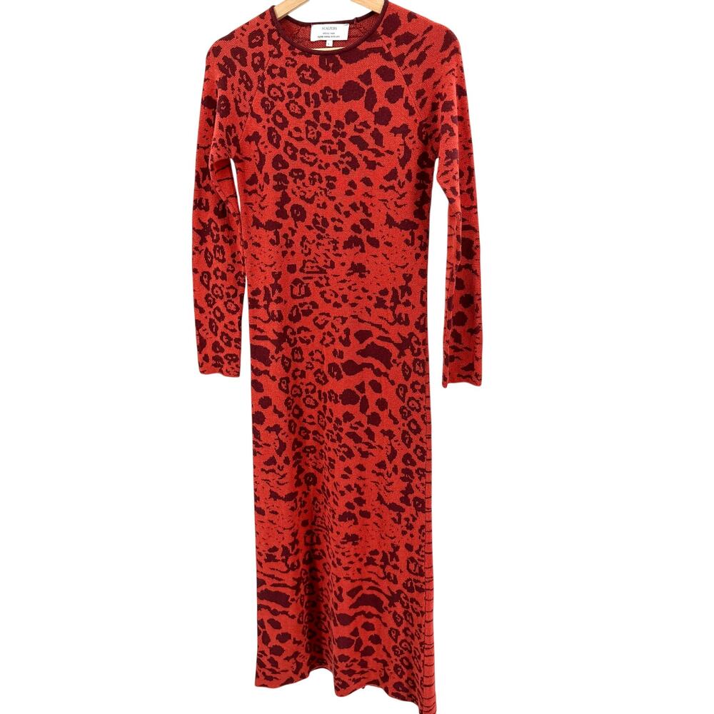 Scalpers Brick Red Animal Print Bodycon Maxi Sweater Dress